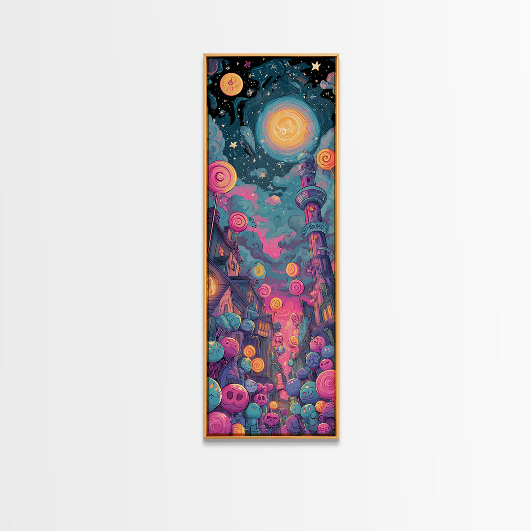 The Costume Planet, 80s Halloween Wall Art, Tall Narrow Wall Art, Canvas Print, Retro Halloween Decor, Neon Wall Art, Macabre Wall Art