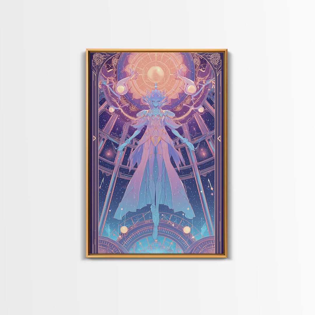 The Dreaming Priest Of The Outer Gate, 80s Halloween Wall Art, Vertical Wall Art, Canvas Print, Retro Halloween Decor, Neon Wall Art