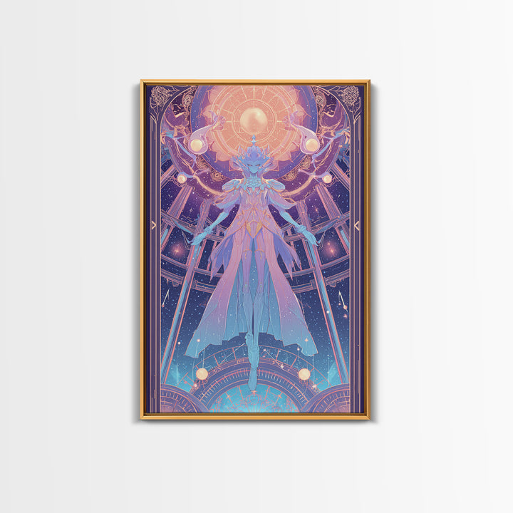 The Dreaming Priest Of The Outer Gate, 80s Halloween Wall Art, Vertical Wall Art, Canvas Print, Retro Halloween Decor, Neon Wall Art
