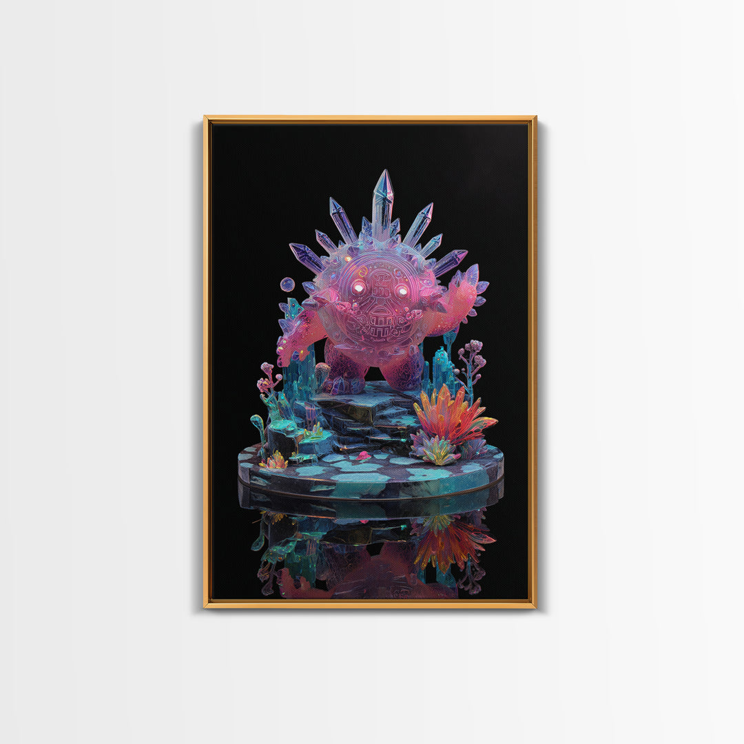 The Keeper Of The Black Reef Key, 80s Halloween Wall Art, Vertical Wall Art, Canvas Print, Retro Halloween Decor, Neon Wall Art