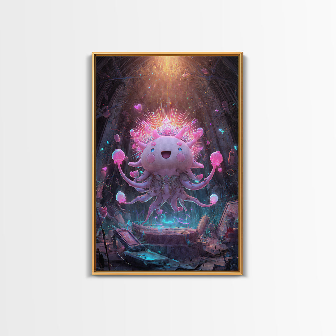 The Crown Of The Tentacled Saint, Synthwave Halloween Art, Vertical Wall Art, Canvas Print, Retro Halloween Decor, Neon Wall Art