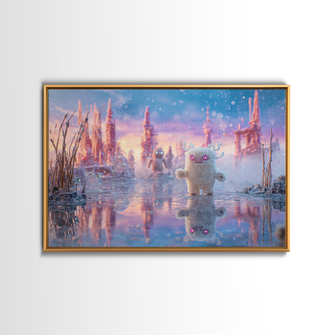 The Frost Beyond Carcosa, Vaporwave Halloween Decor, Landscape Wall Art, Canvas Print, Retro Halloween Decor, Neon Wall Art, Horror Wall Art