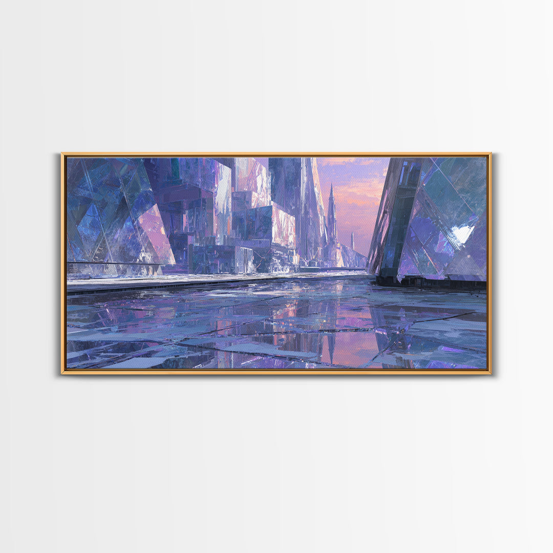 Ai Mask Portrait Framed Canvas Print, Cyberpunk Art, Modern Wall Art, Living Room Decor, Oil Painting, Neon, Minimalist Poster, CYB-2x1-92