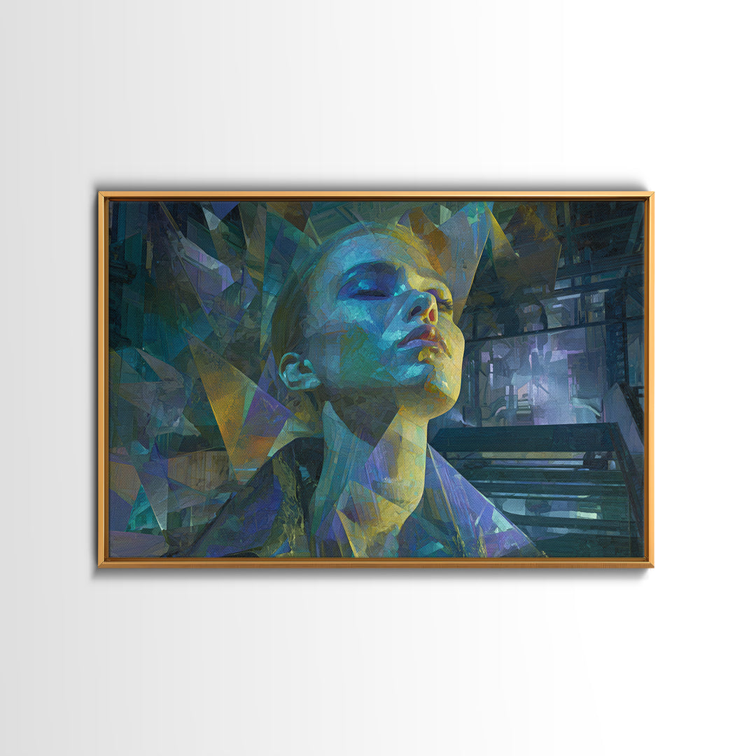 Ai Mask Portrait Canvas Print, Cyberpunk Art, Luxury Decor, Living Room Decor, Fine Art, Neon 576, Cyberpunk, CYB-3x2-76