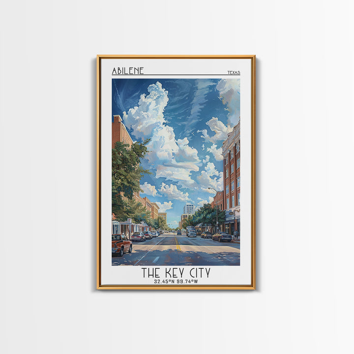 Abilene Travel Poster, Framed Canvas Print, Travel Wall Art, City Wall Art, City Travel Poster, Mid Century Wall Art, Travel Posters
