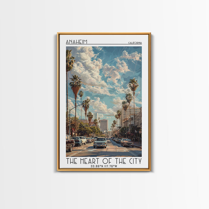 Anaheim Travel Poster, Framed Canvas Print, Travel Prints, Landscape Art, Vintage Travel Art, Minimalist Poster, Retro Travel Poster