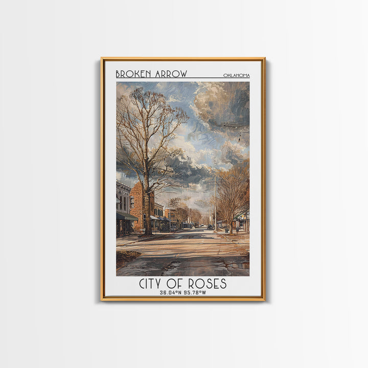 Broken Arrow Travel Poster, Framed Canvas Print, Travel Prints, Landscape Art, Modern Wall Decor, Travel Posters, City Travel Poster
