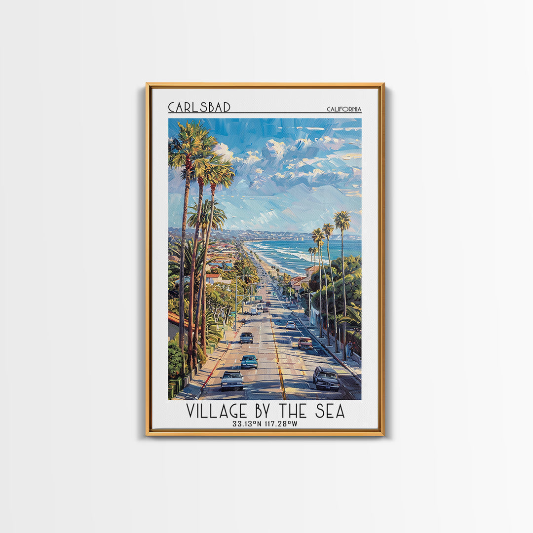 Carlsbad Travel Poster, Framed Canvas Print, Poster Print, Travel Wall Art, Mid Century Wall Art, Travel Print, Living Room Wall Art