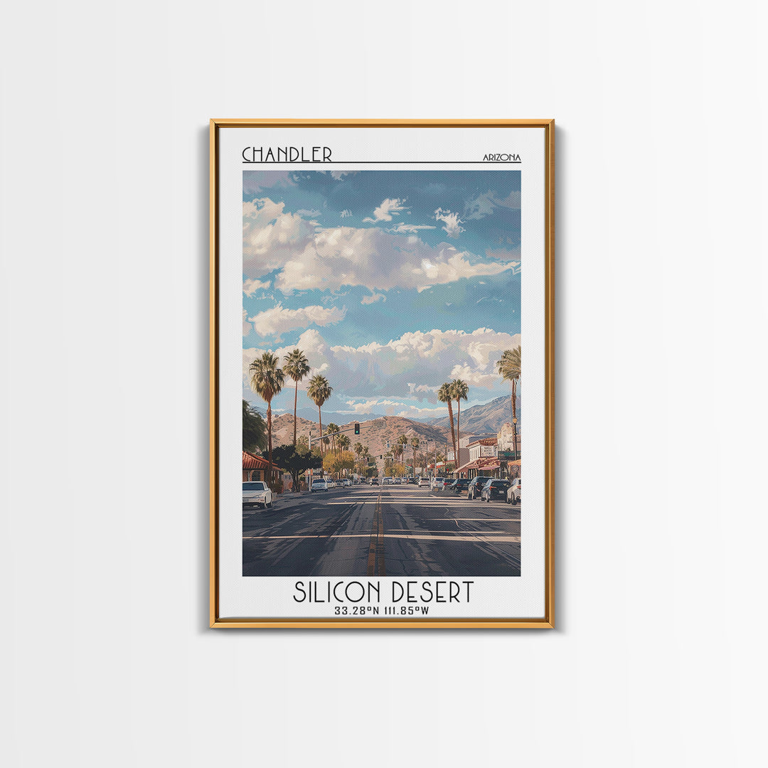 Chandler Travel Poster, Canvas Print, Travel Wall Art, City Wall Art, Vintage Travel, Mid Century Wall Art, Landscape Art, Art Print