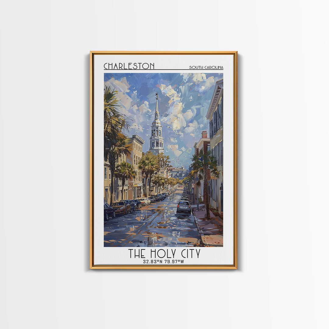 Charleston Travel Poster, Canvas Print, Travel Wall Art, City Wall Art, Living Room Wall Art, Gallery Wall Set, Vintage Travel Print