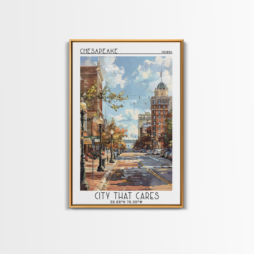 Chesapeake Travel Poster, Framed Canvas Print, Travel Art Print, Modern Wall Decor, Travel Posters, Home Office Decor, City Wall Art