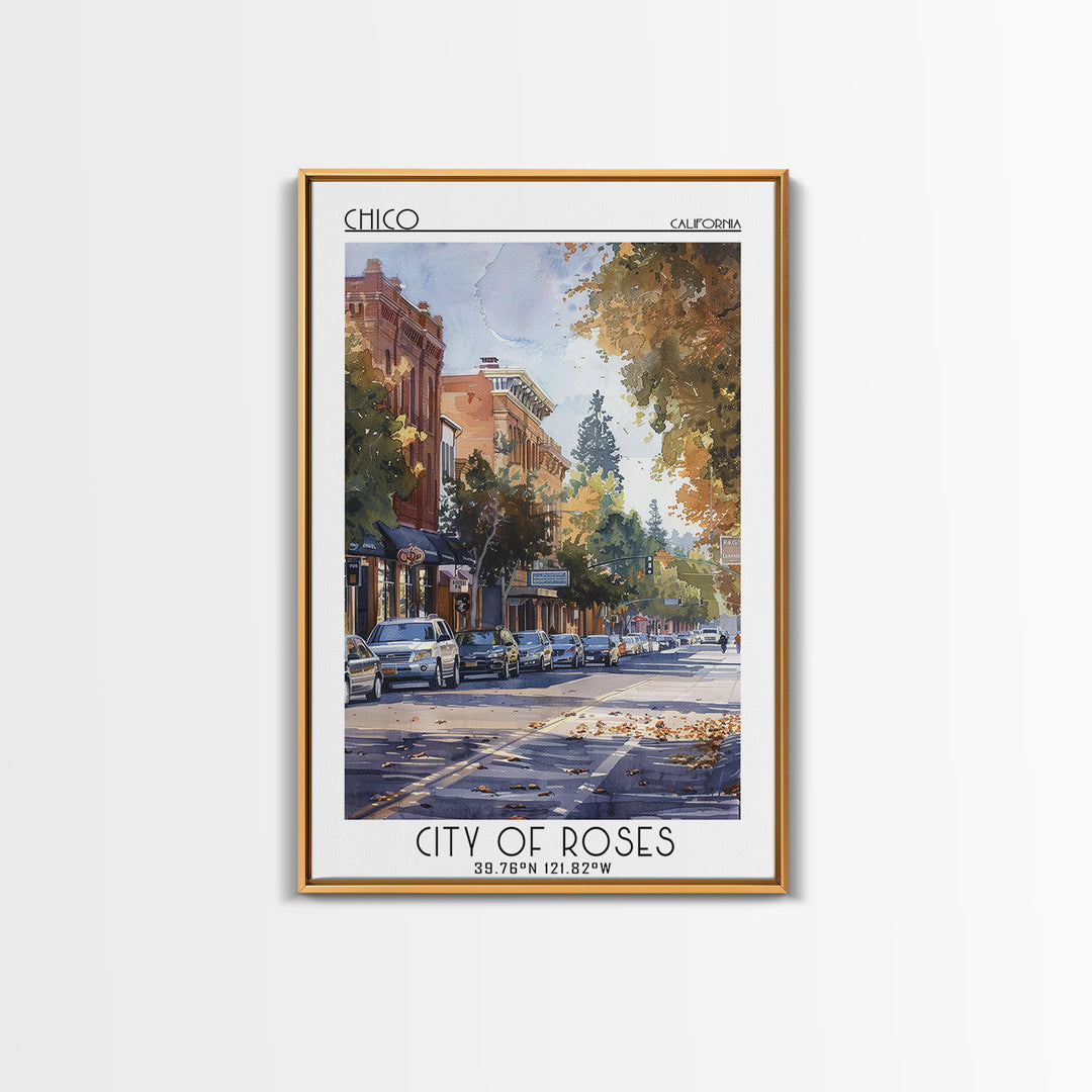 Chico Travel Poster, Framed Canvas Print, City Travel Poster, Travel Wall Art, City Wall Art, Art Print, Landscape Art, Poster Print