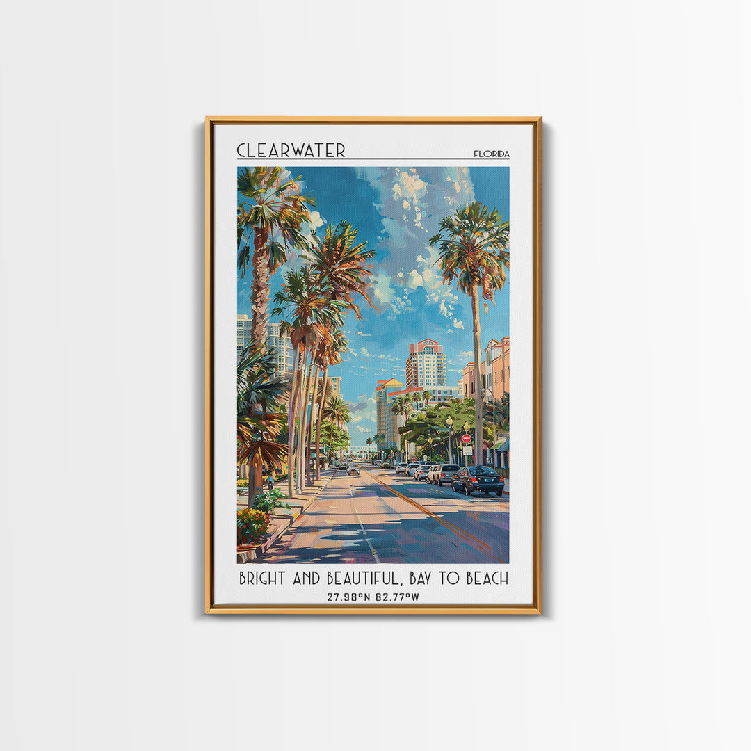 Clearwater Travel Poster, Framed Canvas Print, Poster Print, Travel Wall Art, Colorful Wall Art, Gallery Wall Set, Home Office Decor