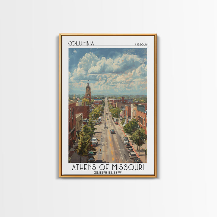 Columbia Travel Poster, Framed Canvas Print, City Art Print, Travel Wall Art, Vintage City Poster, Poster Print, Retro Travel Poster