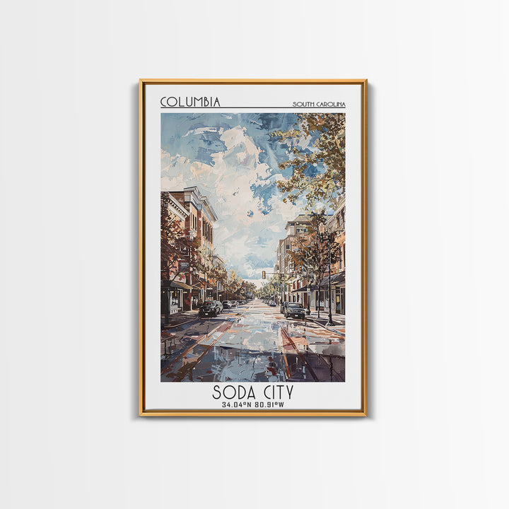 Columbia South Carolina Travel Poster, Framed Canvas Print, City Travel Poster, Travel Wall Art, Travel Posters, Retro Travel Poster