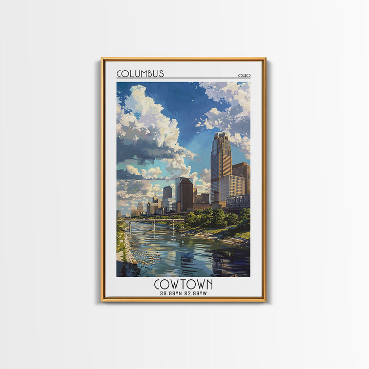 Columbus Ohio Travel Poster, Canvas Print, Travel Wall Art, City Wall Art, Vintage Travel Print, Retro Wall Art, Retro Travel Poster