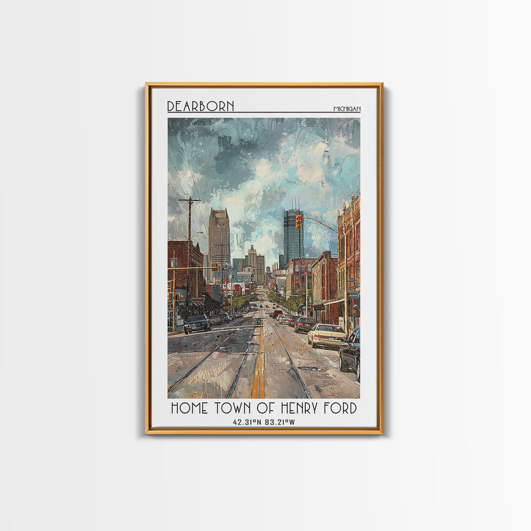 Dearborn Travel Poster, Canvas Print, Vintage Travel Print, City Wall Art, Vintage Posters, Travel Posters, Wall Art, Vintage Poster
