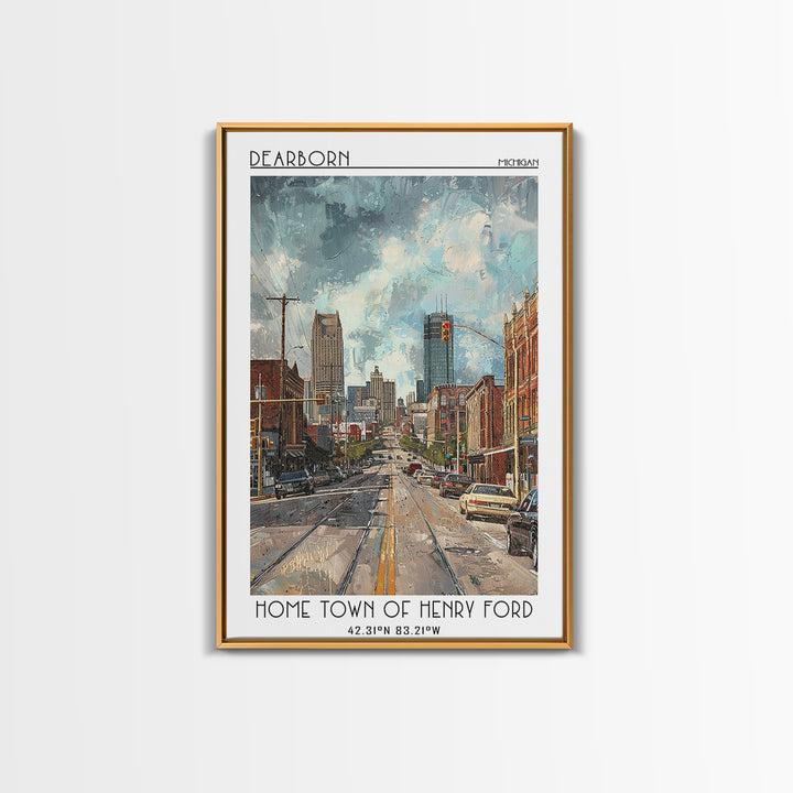 Dearborn Travel Poster, Canvas Print, Vintage Travel Print, City Wall Art, Vintage Posters, Travel Posters, Wall Art, Vintage Poster