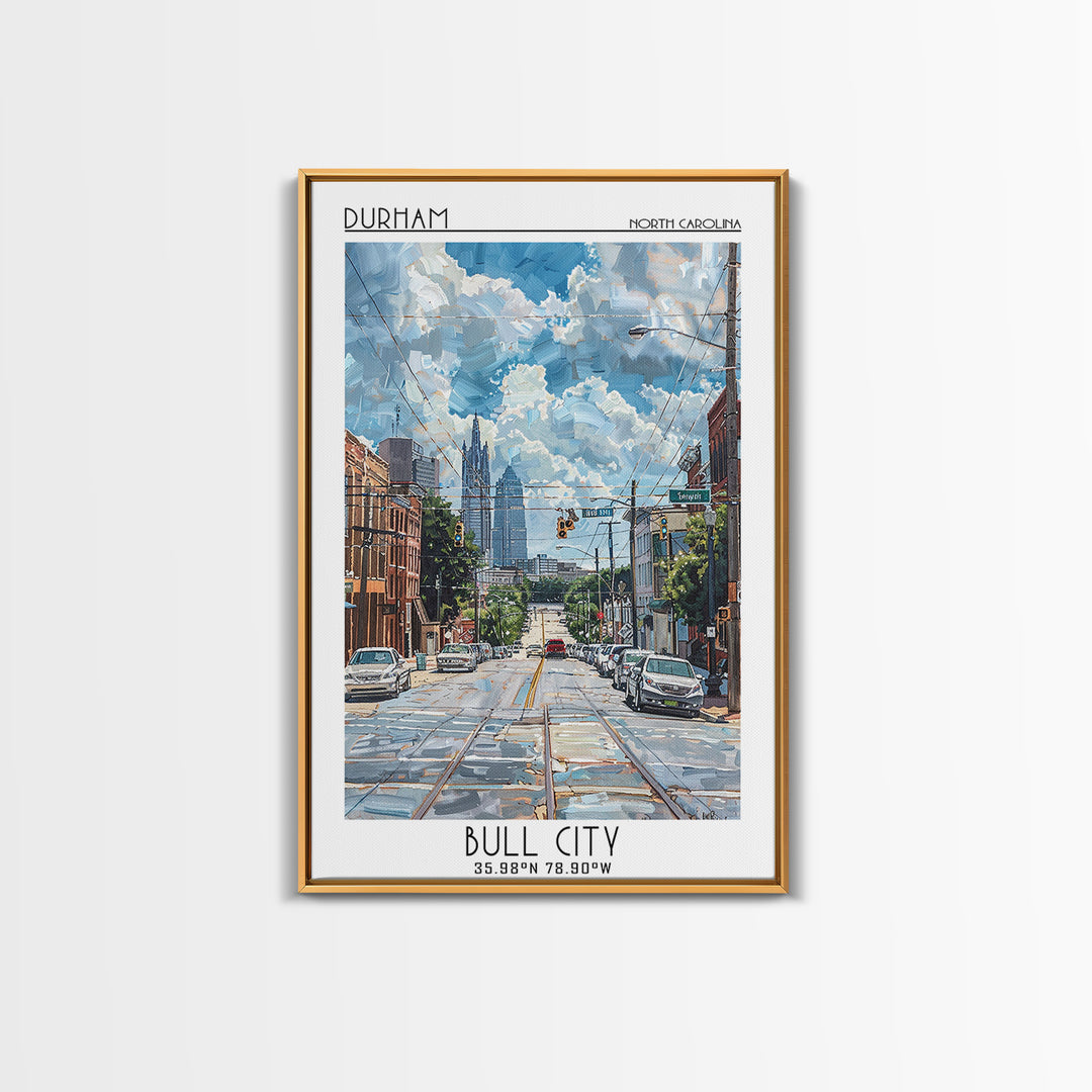 Durham Travel Poster, Framed Canvas Print, Retro Travel Poster, City Wall Art, Retro Travel Print, Home Office Decor, Fine Art Print