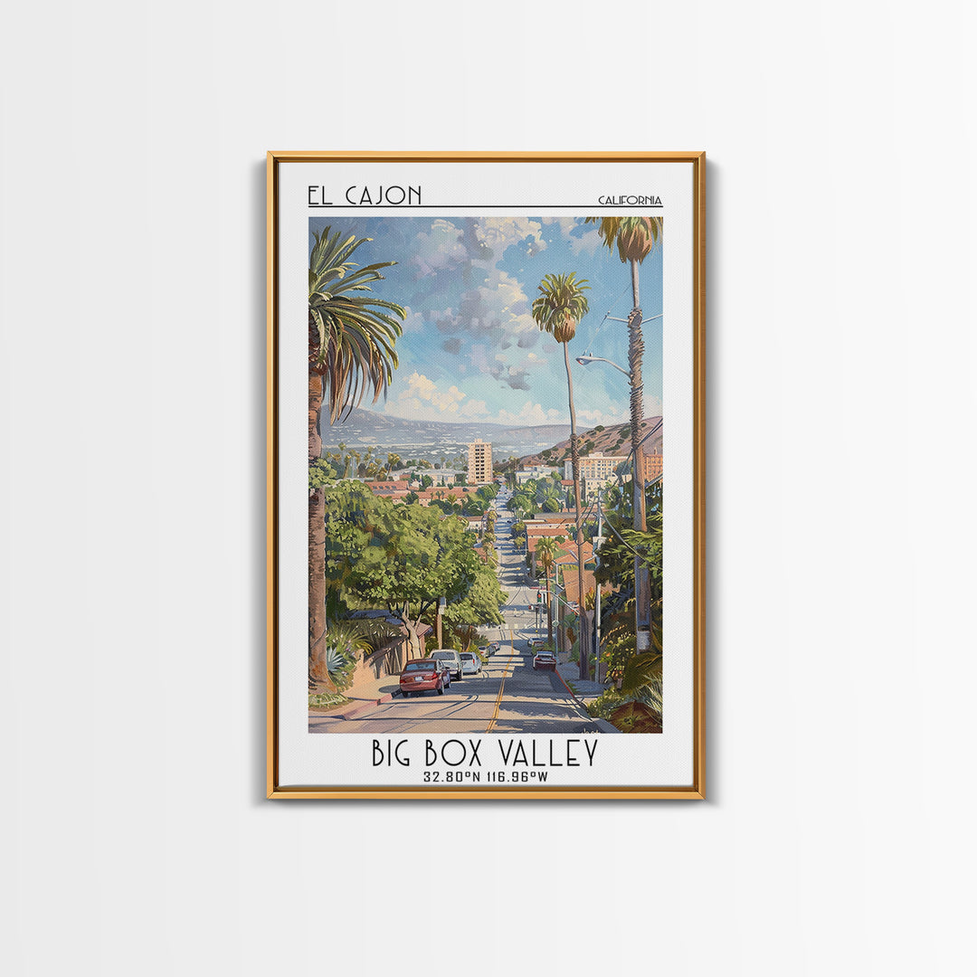 El Cajon Travel Poster, Framed Canvas Print, Travel Art Print, Modern Wall Decor, Travel Decor, Home Office Decor, Travel Wall Decor