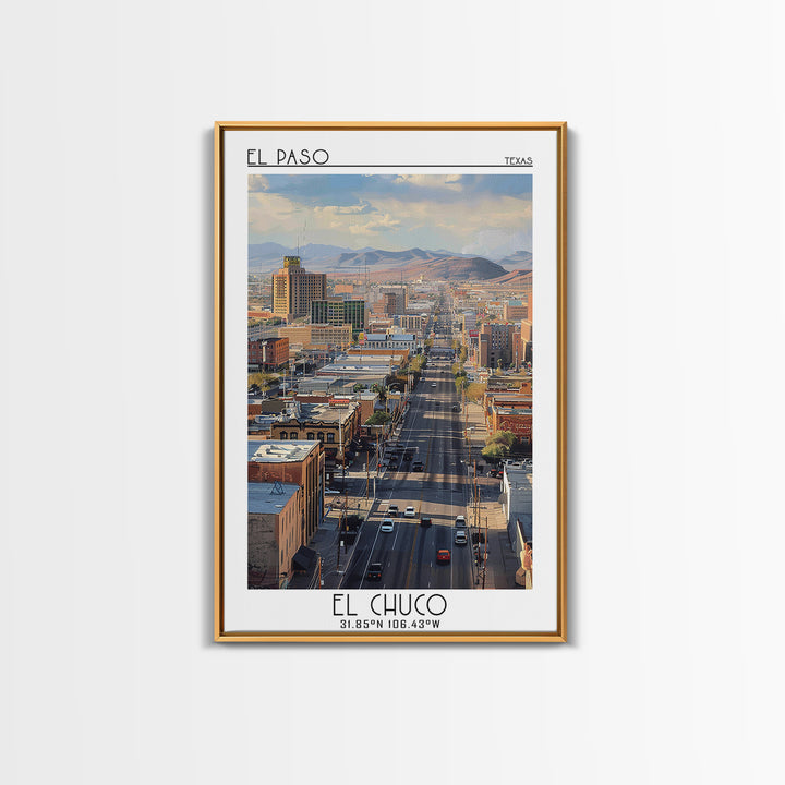 El Paso Travel Poster, Framed Canvas Print, City Travel Poster, Vintage City Poster, Travel Wall Art, Wanderlust Gift, Landscape Art