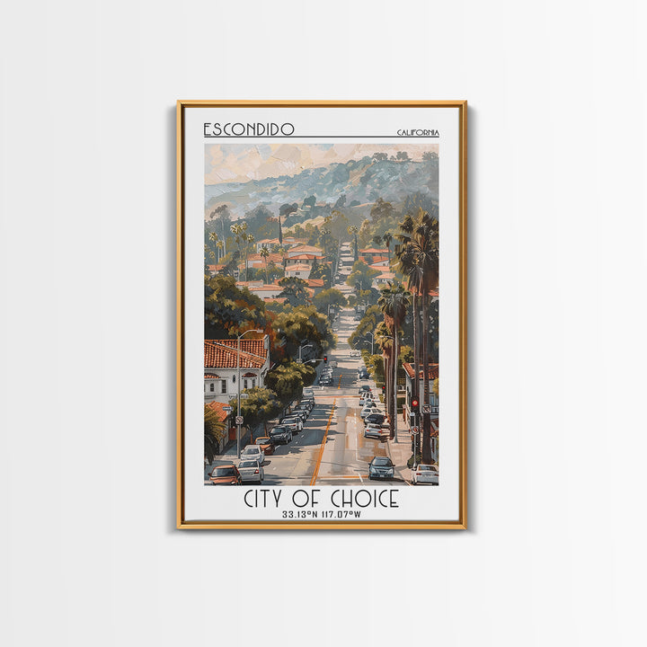 Escondido Travel Poster, Canvas Print, Retro Travel Poster, City Wall Art, Travel Art Print, Home Office Decor, Living Room Wall Art