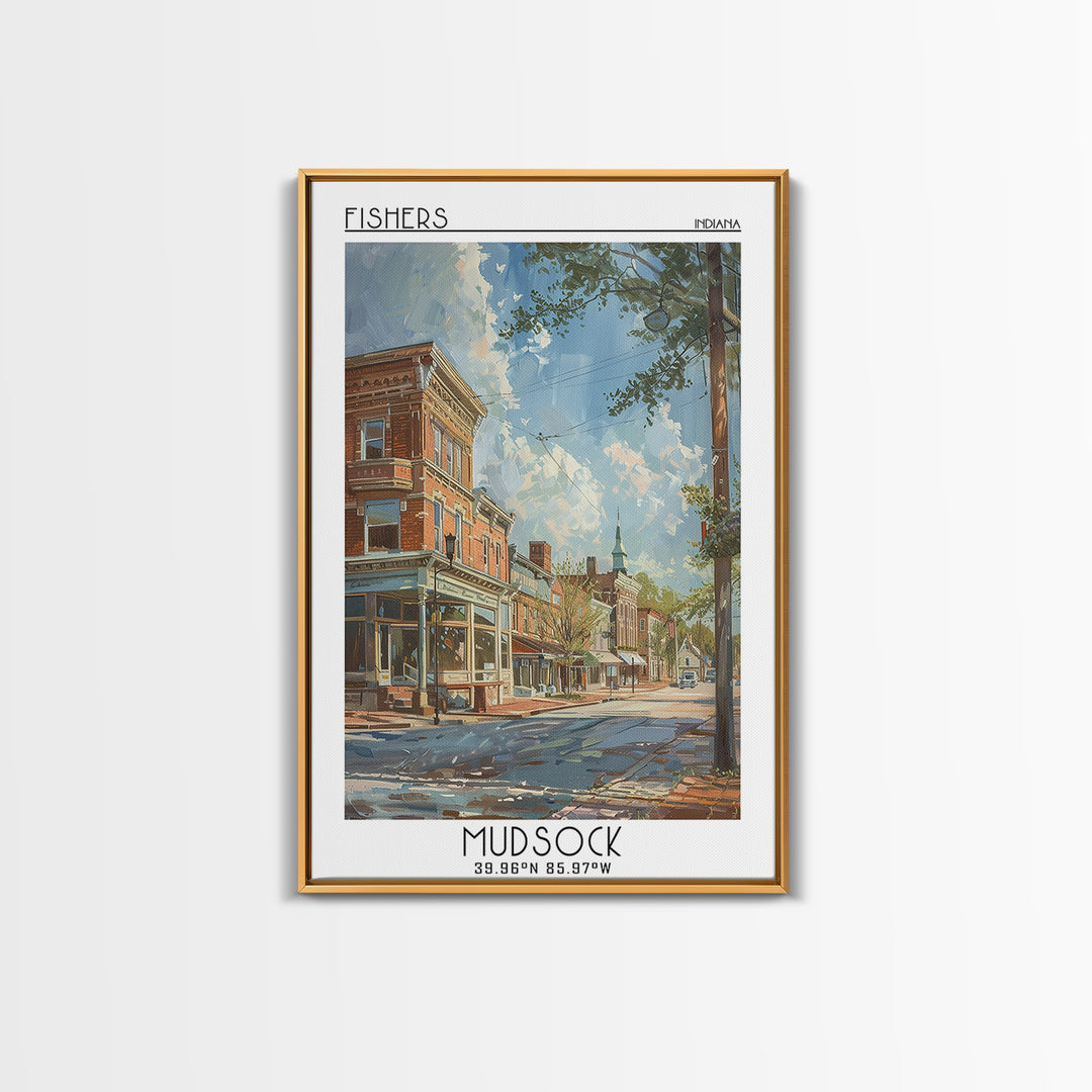 Fishers Travel Poster, Framed Canvas Print, Retro Travel Poster, City Wall Art, Landscape Art, Vintage City Poster, Travel Art Print