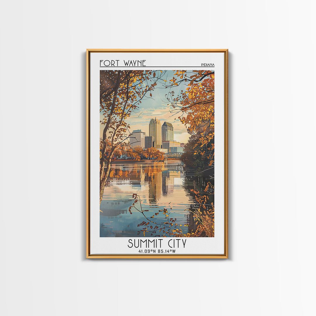 Fort Wayne Travel Poster, Canvas Print, Travel Wall Art, City Wall Art, Travel Posters, Home Office Decor, Wall Art, Wanderlust Gift