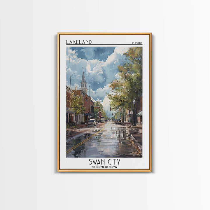 Lakeland Travel Poster, Canvas Print, City Art Print, Travel Wall Art, Retro Travel Poster, Travel Posters, Art Print, Landscape Art