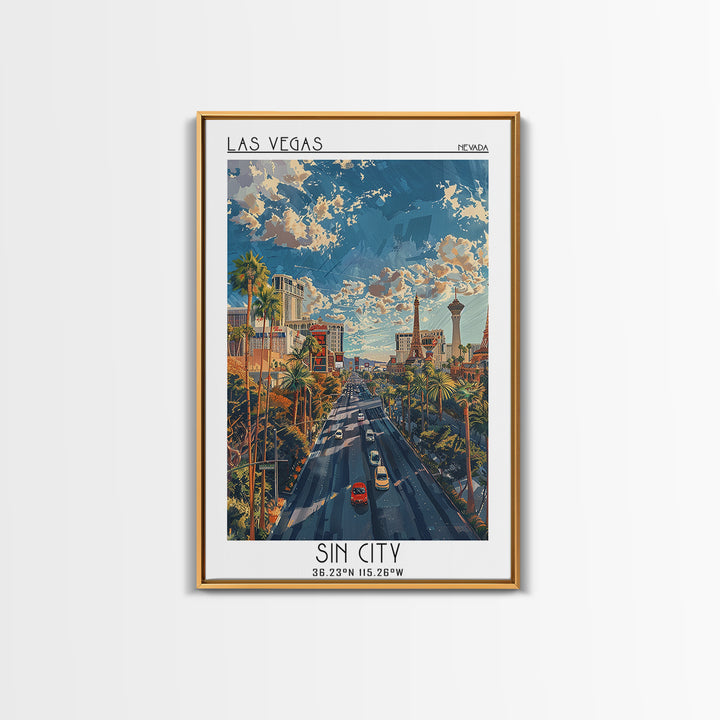 Las Vegas Travel Poster, Framed Canvas Print, Retro Wall Art, Travel Print, Wall Art, Vintage Travel, Gallery Wall Set, Poster Print