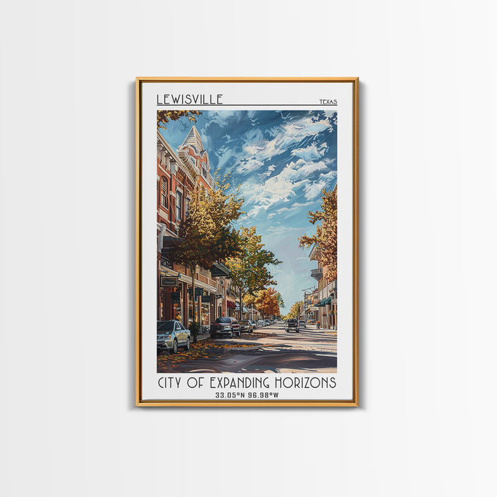 Lewisville Travel Poster, Framed Canvas Print, Travel Art Print, Modern Wall Decor, Minimalist Poster, Travel Wall Art, Poster Print