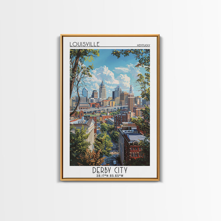Louisville Travel Poster, Framed Canvas Print, Travel Wall Art, City Wall Art, City Travel Poster, Vintage Travel Art, Travel Prints