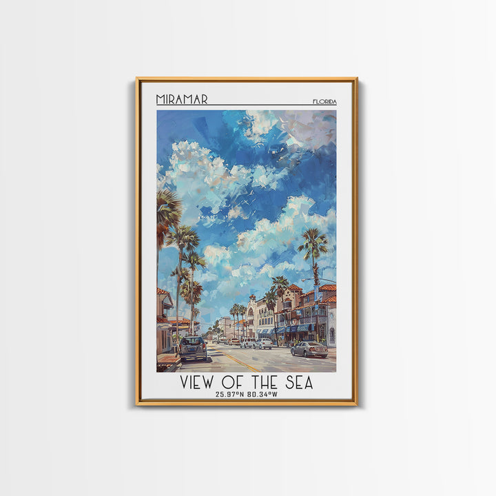 Miramar Travel Poster, Framed Canvas Print, City Travel Poster, Travel Wall Art, Modern Wall Decor, Minimalist Poster, Landscape Art