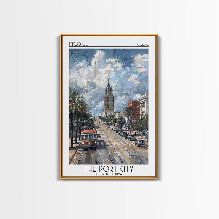 Mobile Travel Poster, Framed Canvas Print, Poster Print, Travel Wall Art, Colorful Wall Art, Home Office Decor, Mid Century Wall Art