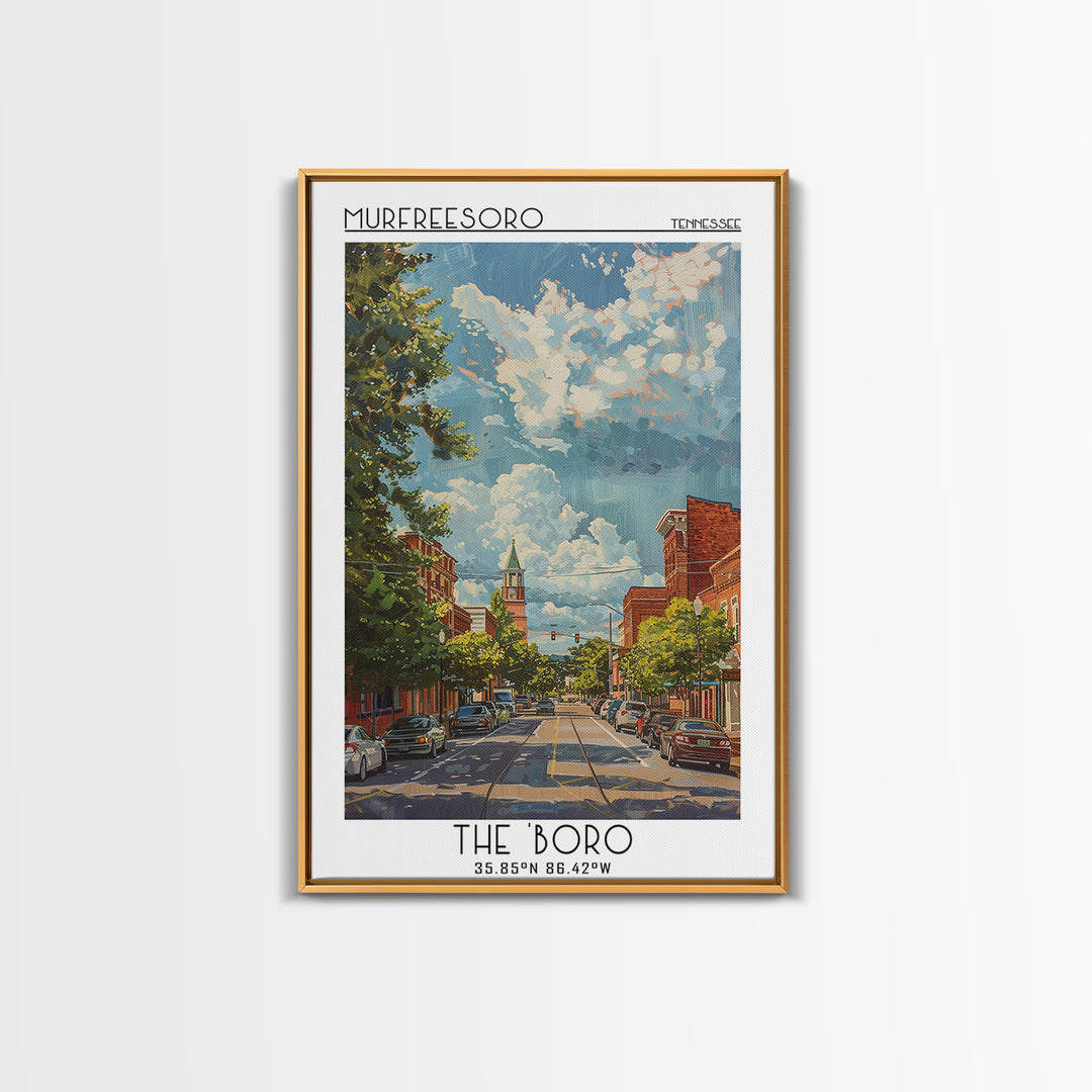 Murfreesboro Travel Poster, Framed Canvas Print, Vintage Travel Print, City Wall Art, Travel Posters, Vintage Poster, Vintage Travel