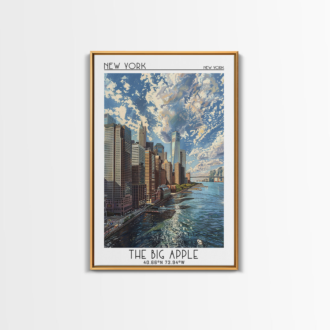 New York Travel Poster, Framed Canvas Print, Vintage Travel Print, City Wall Art, City Art Print, Retro Wall Art, City Travel Poster