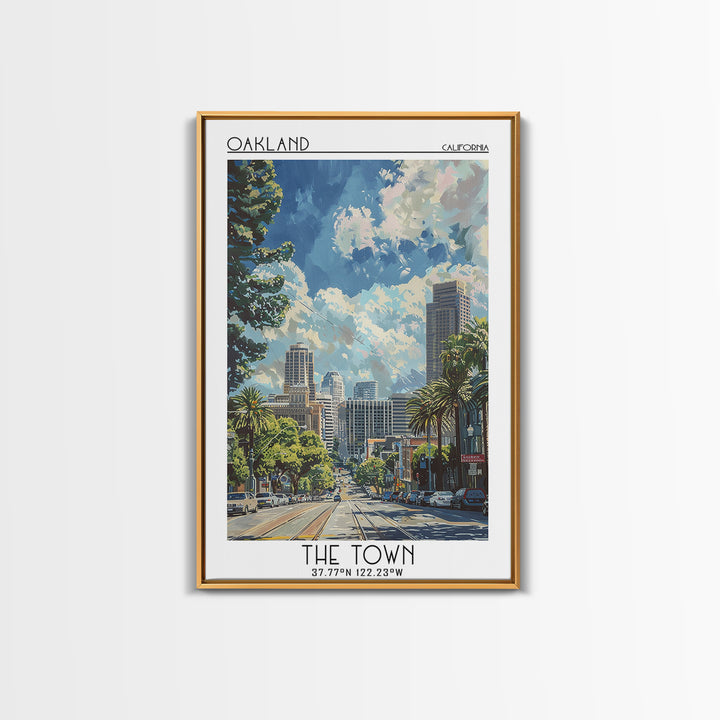 Oakland Travel Poster, Framed Canvas Print, City Travel Poster, Travel Wall Art, Living Room Wall Art, Home Decor, Colorful Wall Art