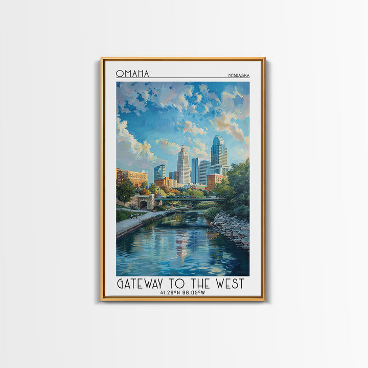Omaha Travel Poster, Canvas Print, Travel Prints, Landscape Art, City Art Print, Living Room Wall Art, Home Decor, City Illustration