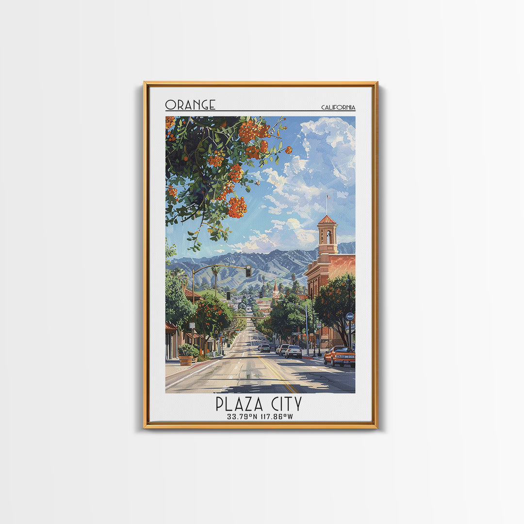 Orange Travel Poster, Canvas Print, City Travel Poster, Travel Wall Decor, Home Decor, Travel Posters, Fine Art Print, City Wall Art