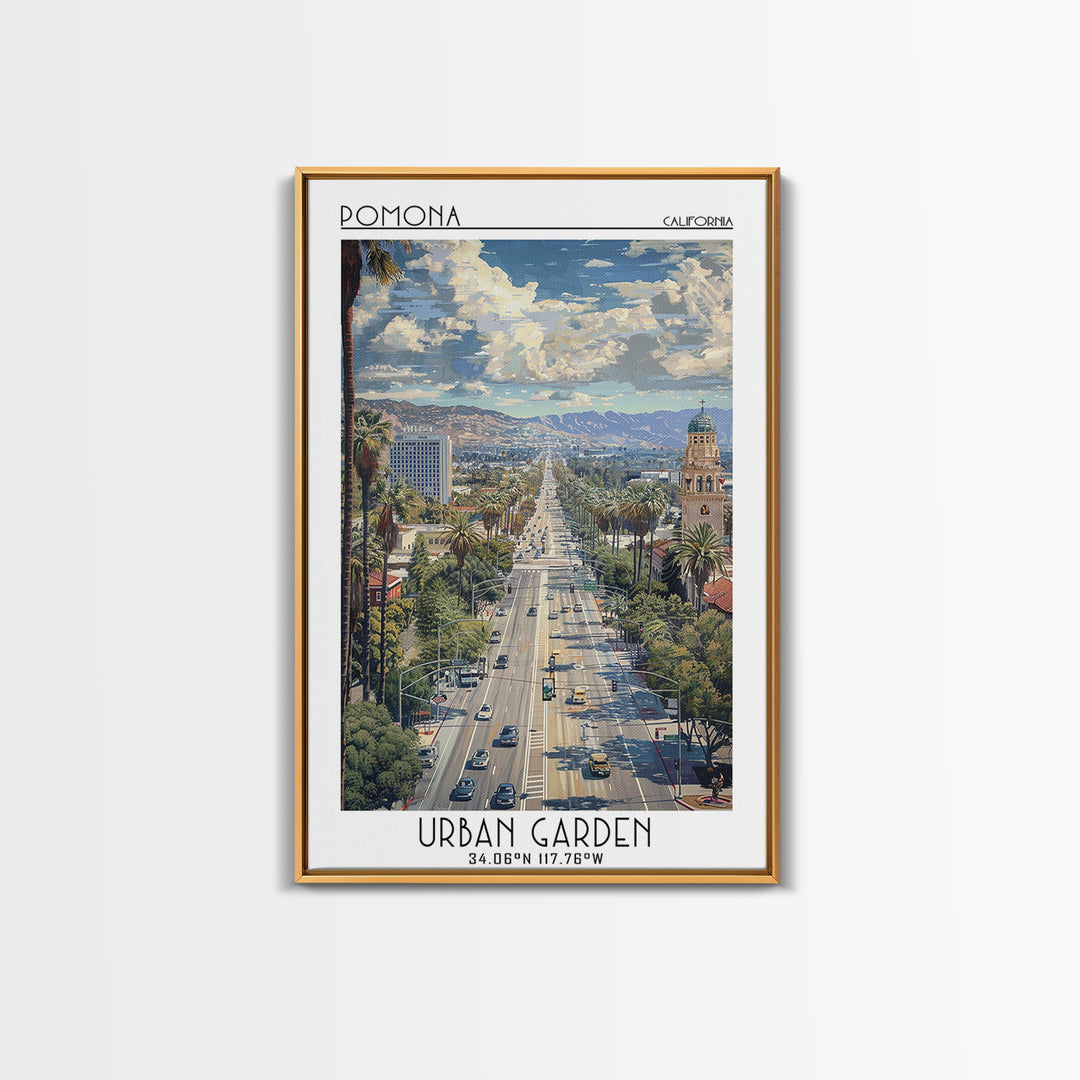 Pomona Travel Poster, Framed Canvas Print, City Art Print, Travel Wall Art, Retro Travel Print, Vintage Travel Print, Travel Posters