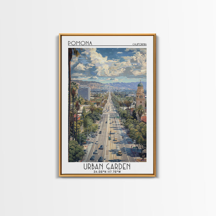 Pomona Travel Poster, Framed Canvas Print, City Art Print, Travel Wall Art, Retro Travel Print, Vintage Travel Print, Travel Posters