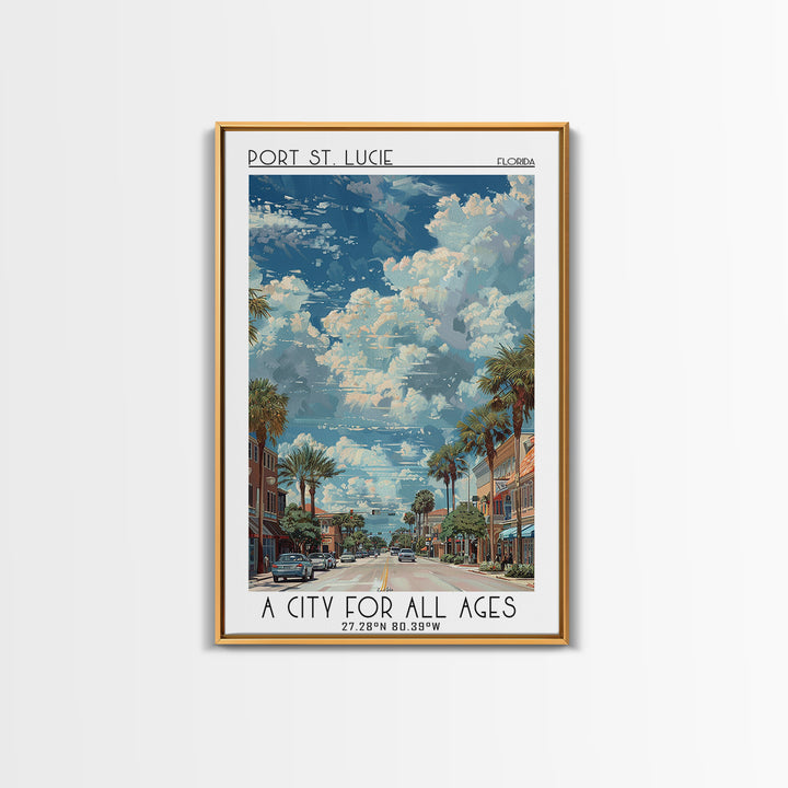Port St Lucie Travel Poster, Framed Canvas Print, Vintage Travel Print, City Wall Art, Wall Art, Travel Prints, Living Room Wall Art