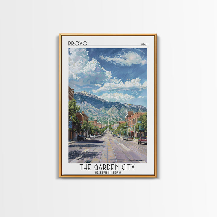Provo Travel Poster, Framed Canvas Print, City Travel Poster, Travel Wall Decor, Retro Travel Poster, City Art Print, Retro Wall Art