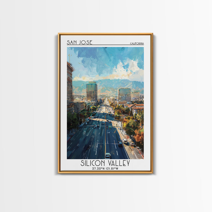 San Jose Travel Poster, Framed Canvas Print, Retro Travel Poster, City Wall Art, Art Print, Travel Decor, Retro Wall Art, Home Decor