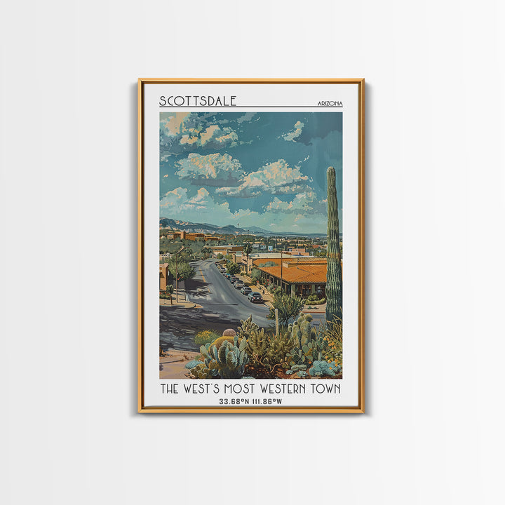 Scottsdale Travel Poster, Framed Canvas Print, City Art Print, Travel Wall Art, Vintage Poster, Gallery Wall Set, Vintage Travel Art