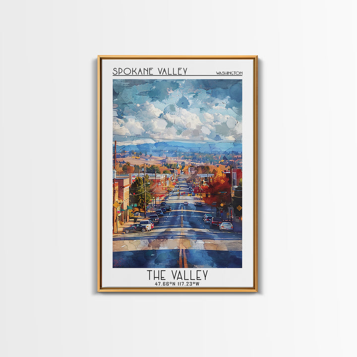 Spokane Valley Travel Poster, Canvas Print, Travel Wall Decor, Minimalist Poster, Living Room Wall Art, City Art Print, Travel Print