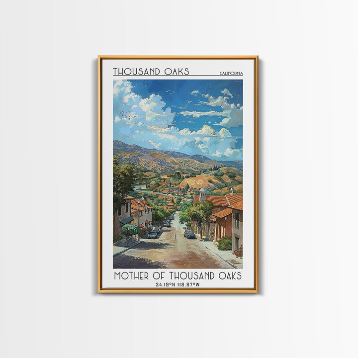 Thousand Oaks Travel Poster, Framed Canvas Print, Retro Travel Poster, City Wall Art, Retro Travel Print, Poster Print, Travel Print