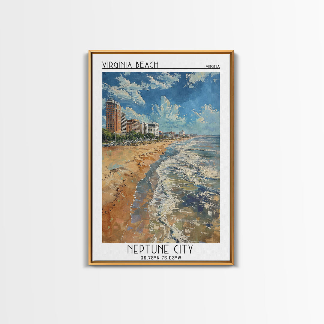 Virginia Beach Travel Poster, Canvas Print, City Travel Poster, Travel Wall Art, Vintage City Poster, Vintage Travel, City Art Print