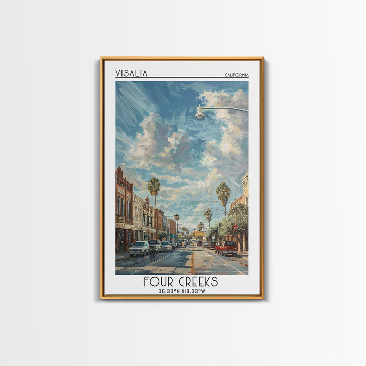 Visalia Travel Poster, Framed Canvas Print, City Travel Poster, Vintage City Poster, Wanderlust Gift, Travel Posters, Vintage Travel