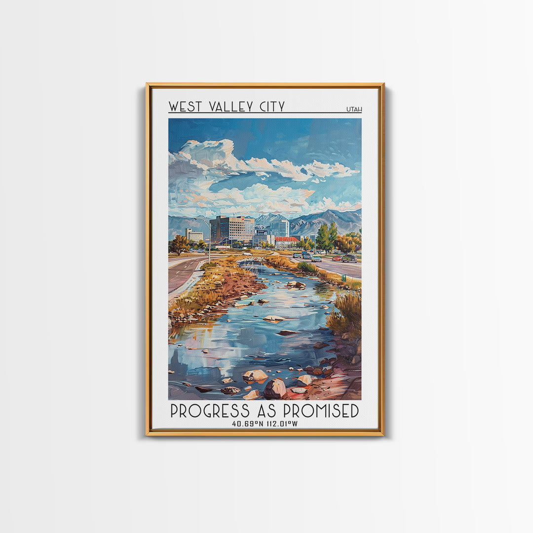 West Valley City Travel Poster, Framed Canvas Print, Travel Prints, Landscape Art, Travel Posters, City Art Print, Travel Wall Decor